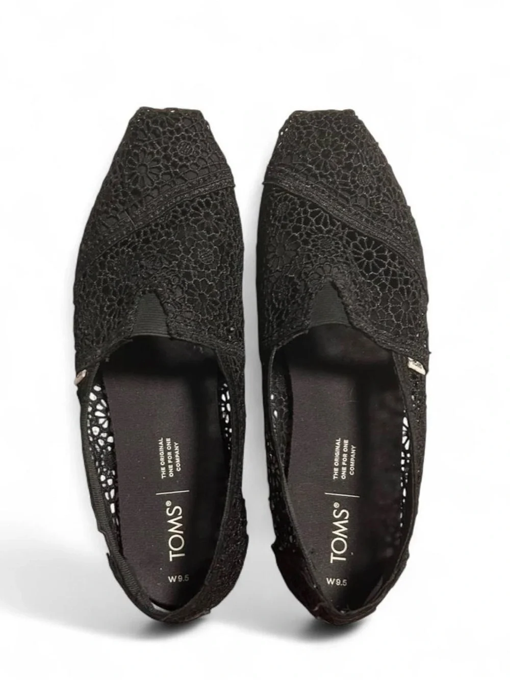 TOMS Women's Black Crochet Alpargata Slip-On Shoes - NWOT